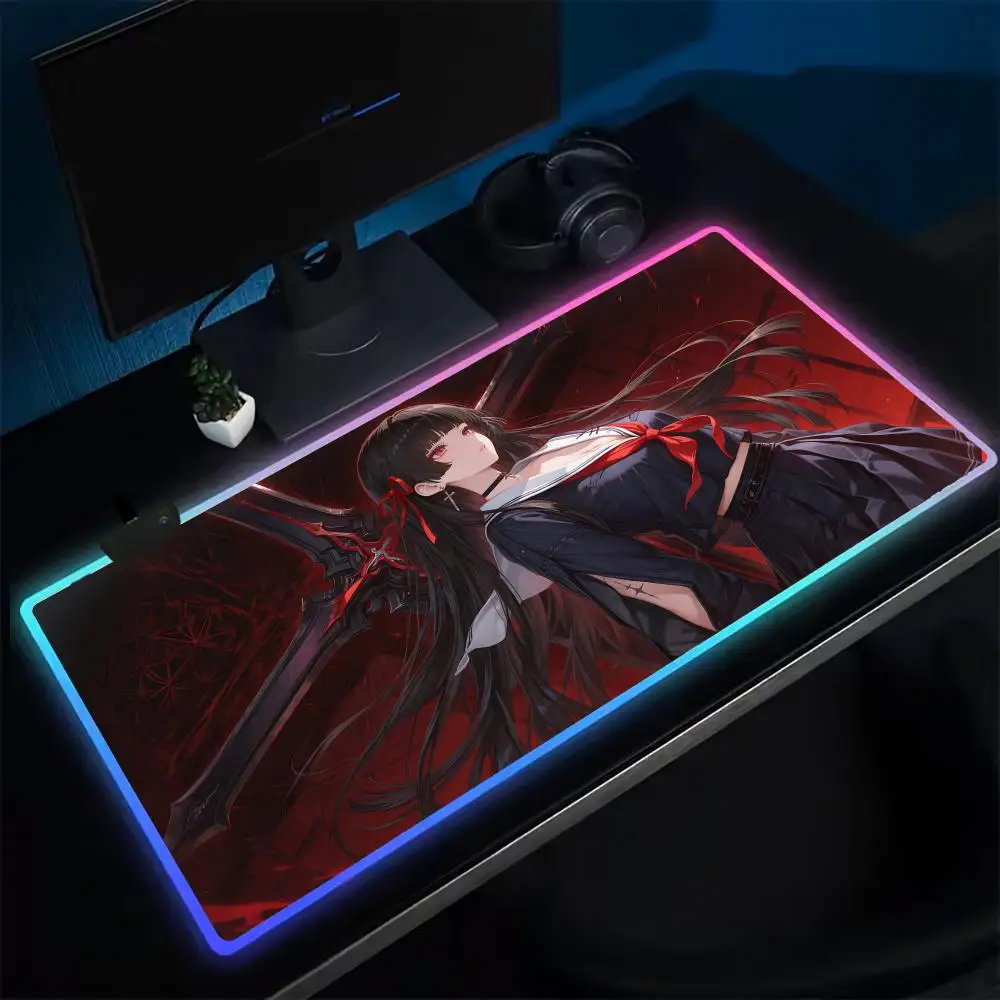 

Коврик для мыши Wuthering Waves Chisa, игровой коврик для мыши в стиле аниме, светодиодные настольные коврики с подсветкой, резиновые настольные коврики XXL RGB