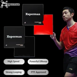 Xuperman POWERPLAY-X Table Tennis Rubber Sticky Semi-Sticky Ping Pong Rubber with Cake Sponge Arc Fast Attack Forehand Backhand