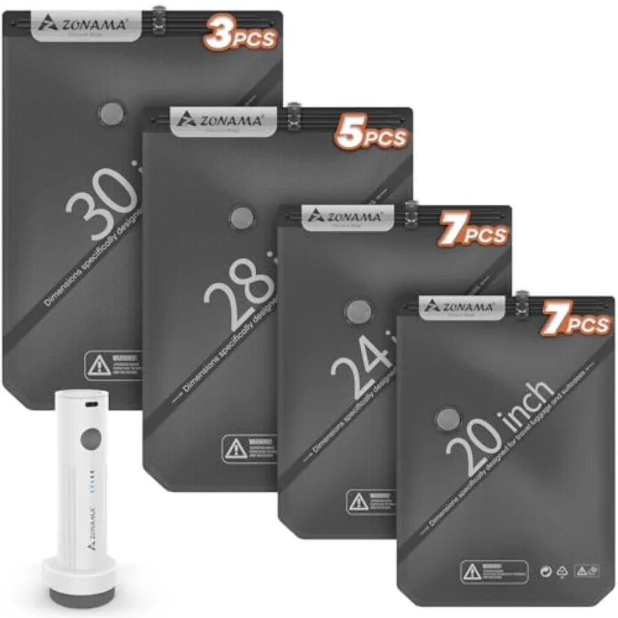 

Вакуумные пакеты для хранения в путешествиях с беспроводным перезаряжаемым воздушным насосом, 22 шт., комплект для экономии места, компрессионные пакеты для путешествий.