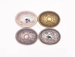 10PC Silver Black Big Western Floral Engraved Cowboy Ranger Rodeo Leathercraft Belt Saddle Bridle Halter Oval Concho Screwback