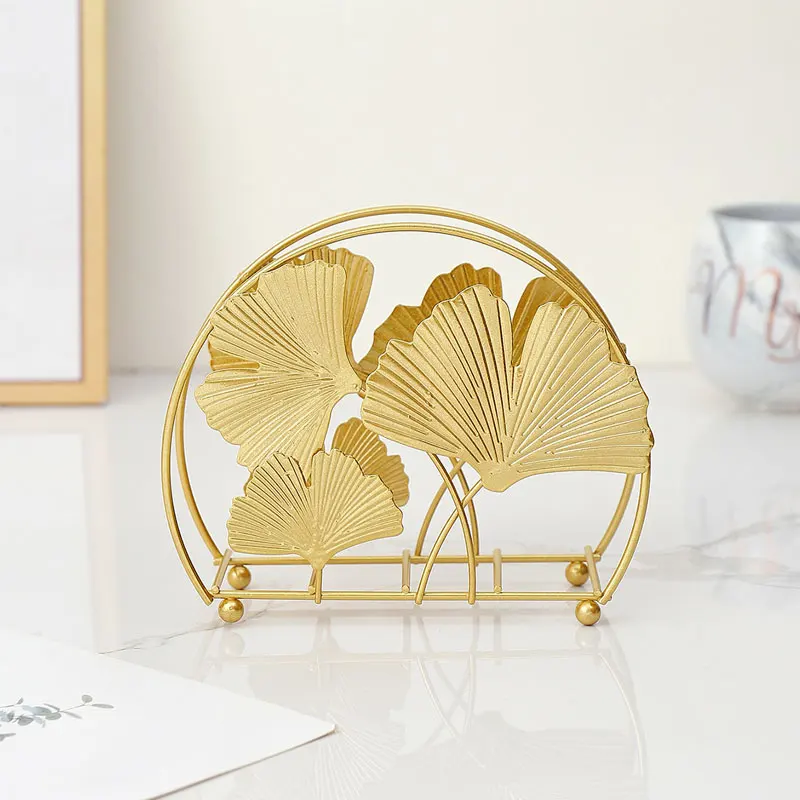 Iron Ginkgo Leaves Napkin Holder Standing Napkin Tissue Dispenser for Hotel Dining Table and Kitchen Party Desktop Decor