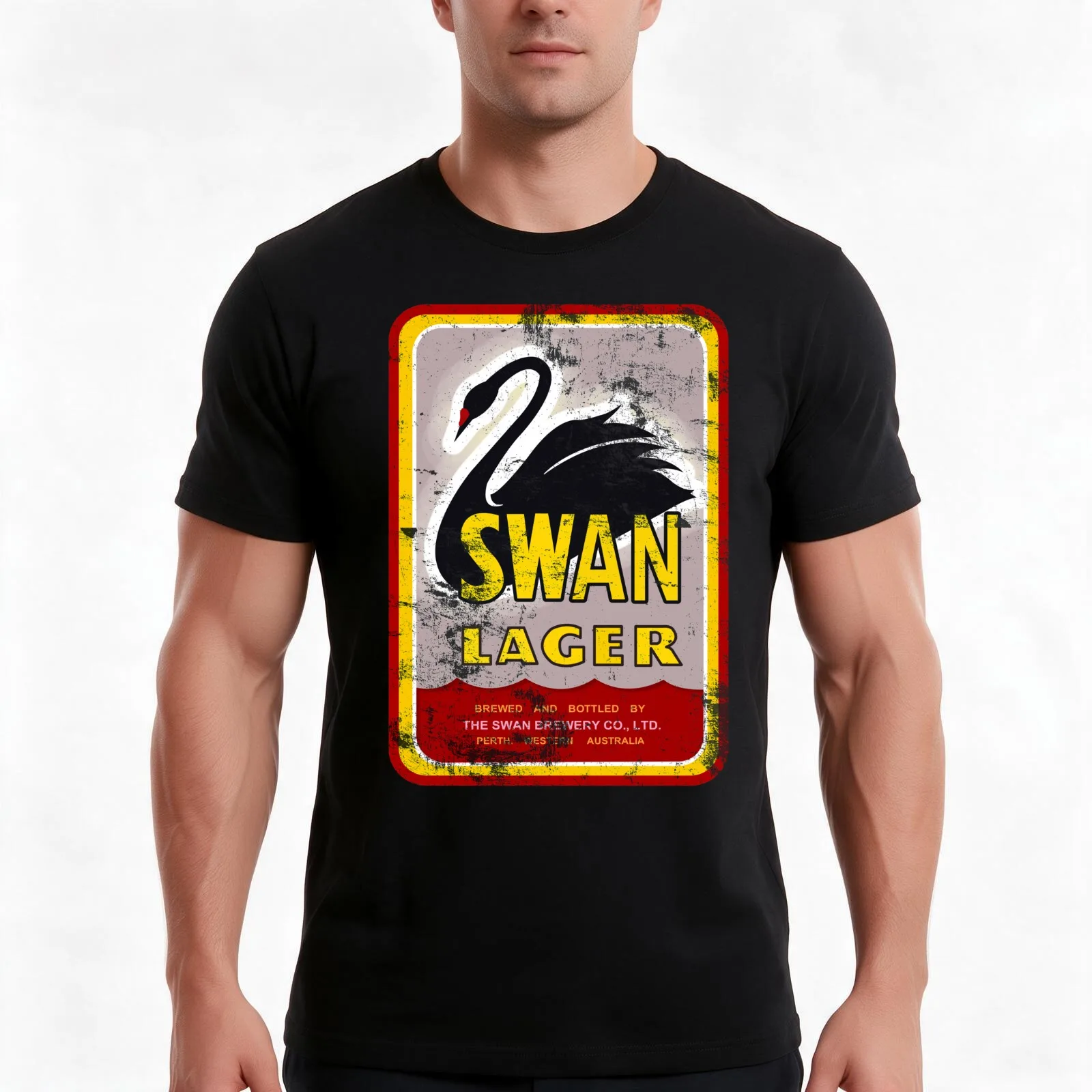 Swan Lager T-Shirt Summer Casual Cotton Tee Oversized Streetwear Tops Vintage Graphic Print Loose Fit Short Sleeve