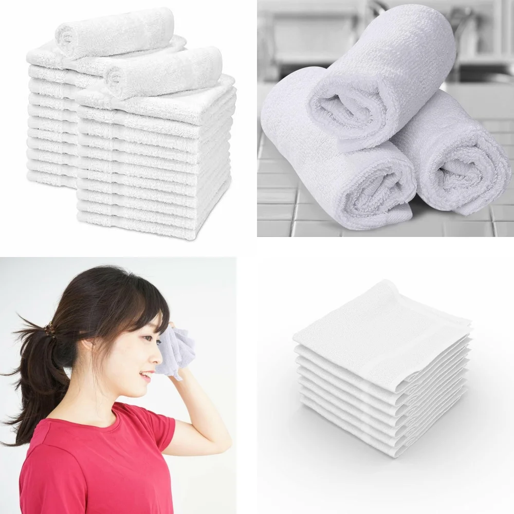 

towelWash Cloths 100 Cotton Soft Baby Face Towels Extra Absorbent Lightweight Cleansing Pads for Sensitive Skin Pack of 24 White