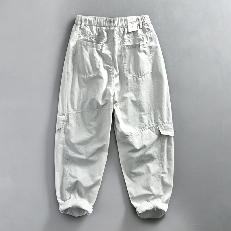 2024 Spring New Vintage Cargo 100% Cotton Pants for Men Casual Big Pocket Trousers Streetwear Men ATZ645