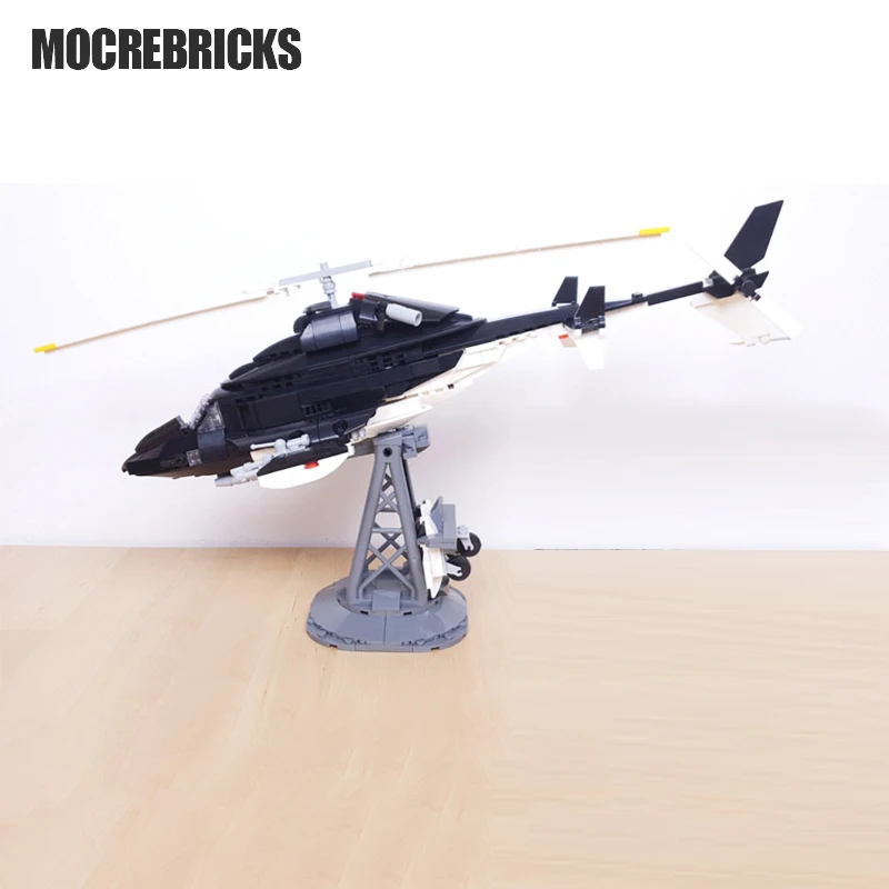 Science Fiction Serie MOC klocki helikopter Airwolf technologia Model kolekcjonerski klocki DIY samolot zabawki dla dzieci prezenty