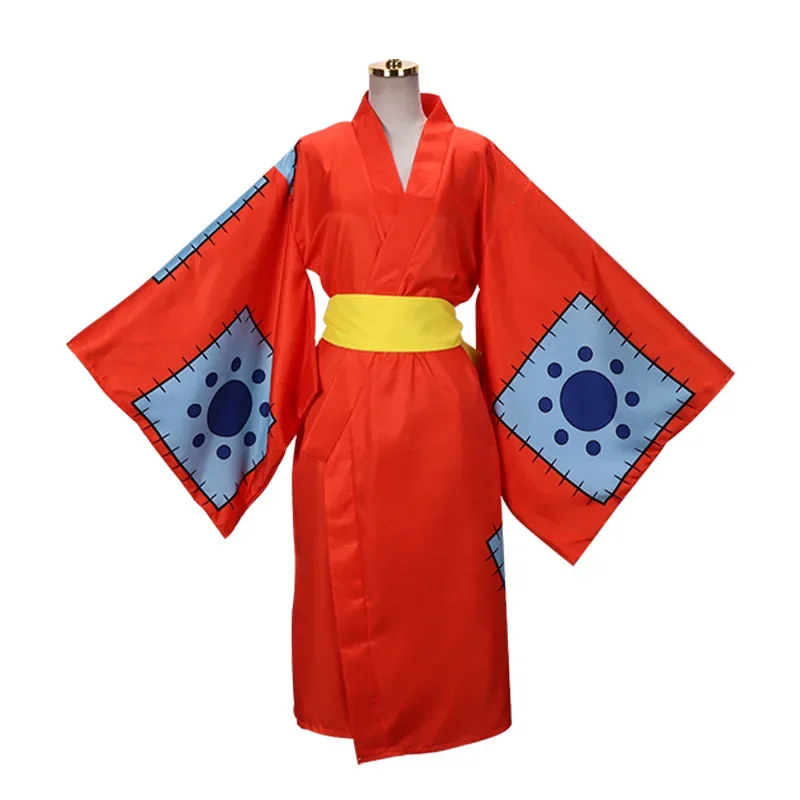 Disfraz de Anime Wano Country Monkey D. Luffy Cosplay Kimono para hombre adultos cárdigan rojo disfraces de Halloween