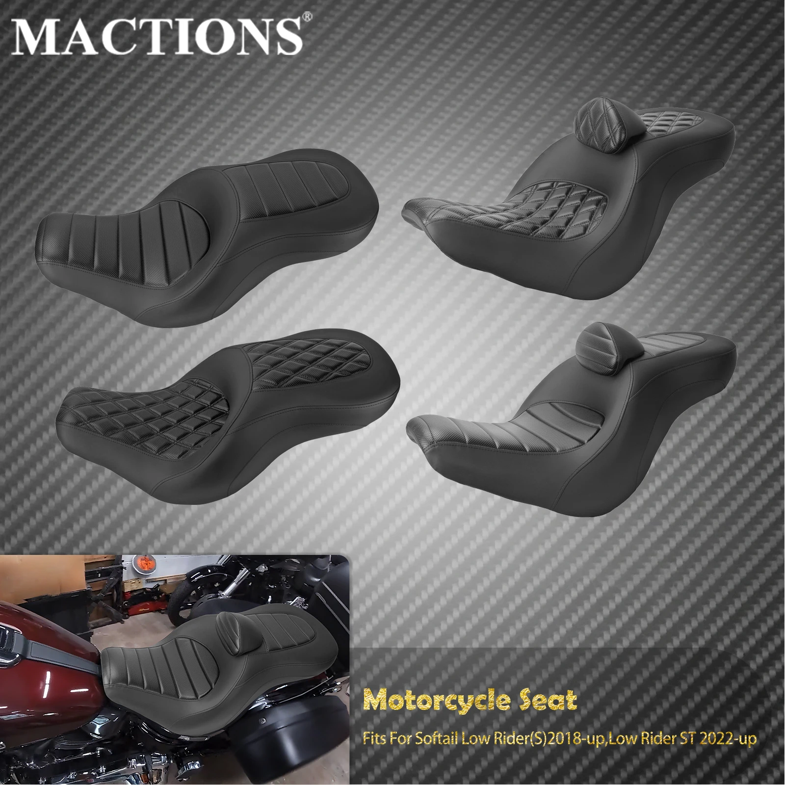 

Motorcycle Two Up Backrest Seat Driver Passenger Front Rear Cushion Seat For Harley Softail 2018-2024 Low Rider S ST Sport Glide