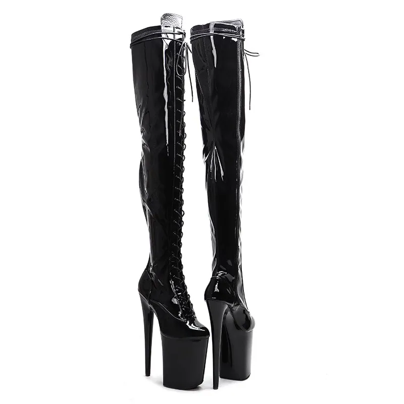 Auman Ale New 23CM/9inches PU Upper Sexy Exotic High Heel Platform Party Women Boots Pole Dance Shoes 083