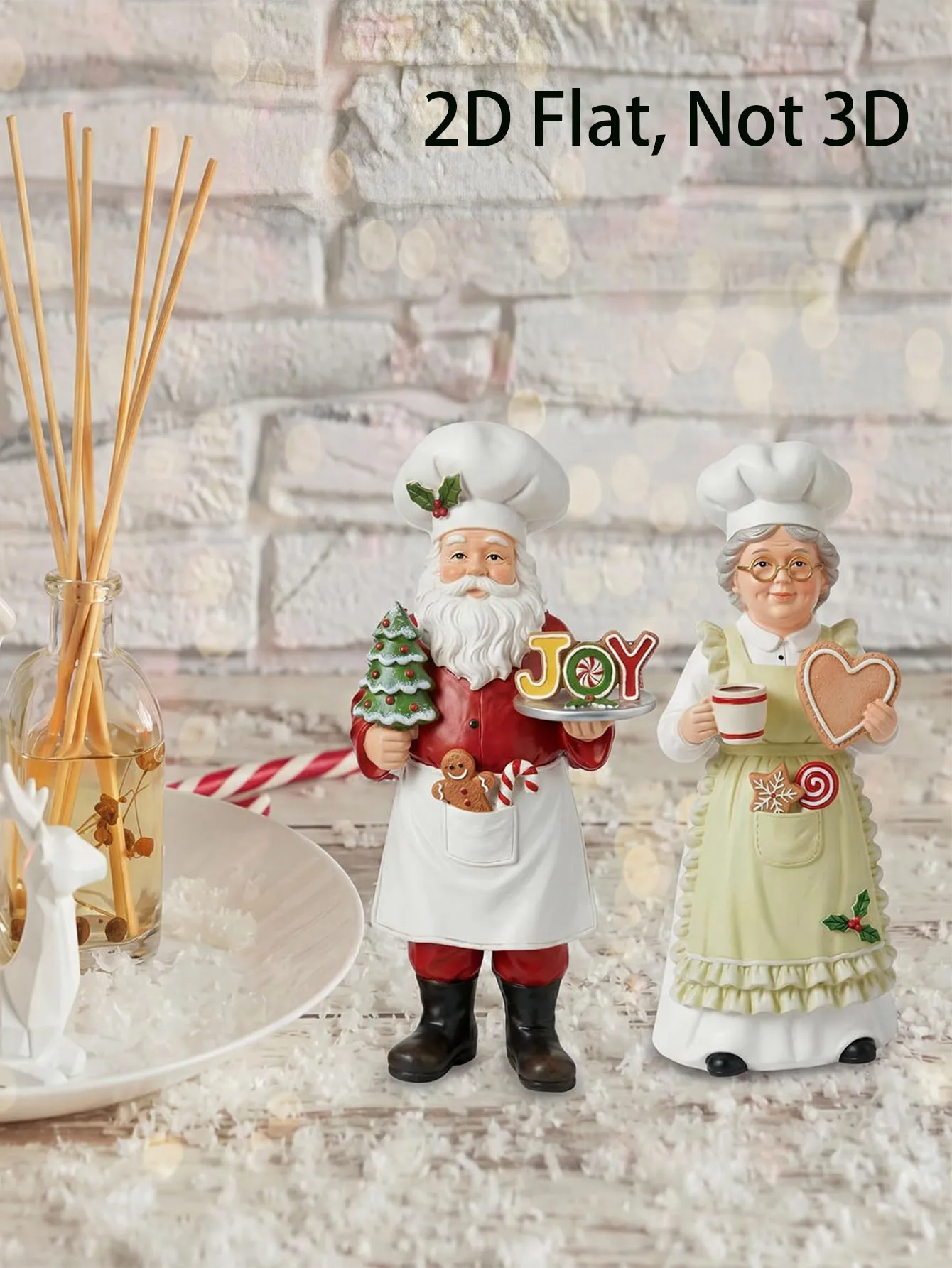 2-teiliges Set Weihnachtsfiguren Koch-Santa und Frau Claus, Holzfiguren Koch-Santa Claus – Detail 6