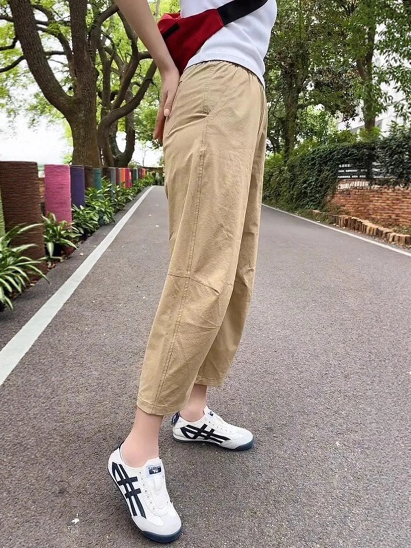 アイスシルク速乾スポーツパンツ レディース 夏新作 スリーハーラン 薄手 ナインポイントパンツ 大きいサイズ 梨体型体型向け