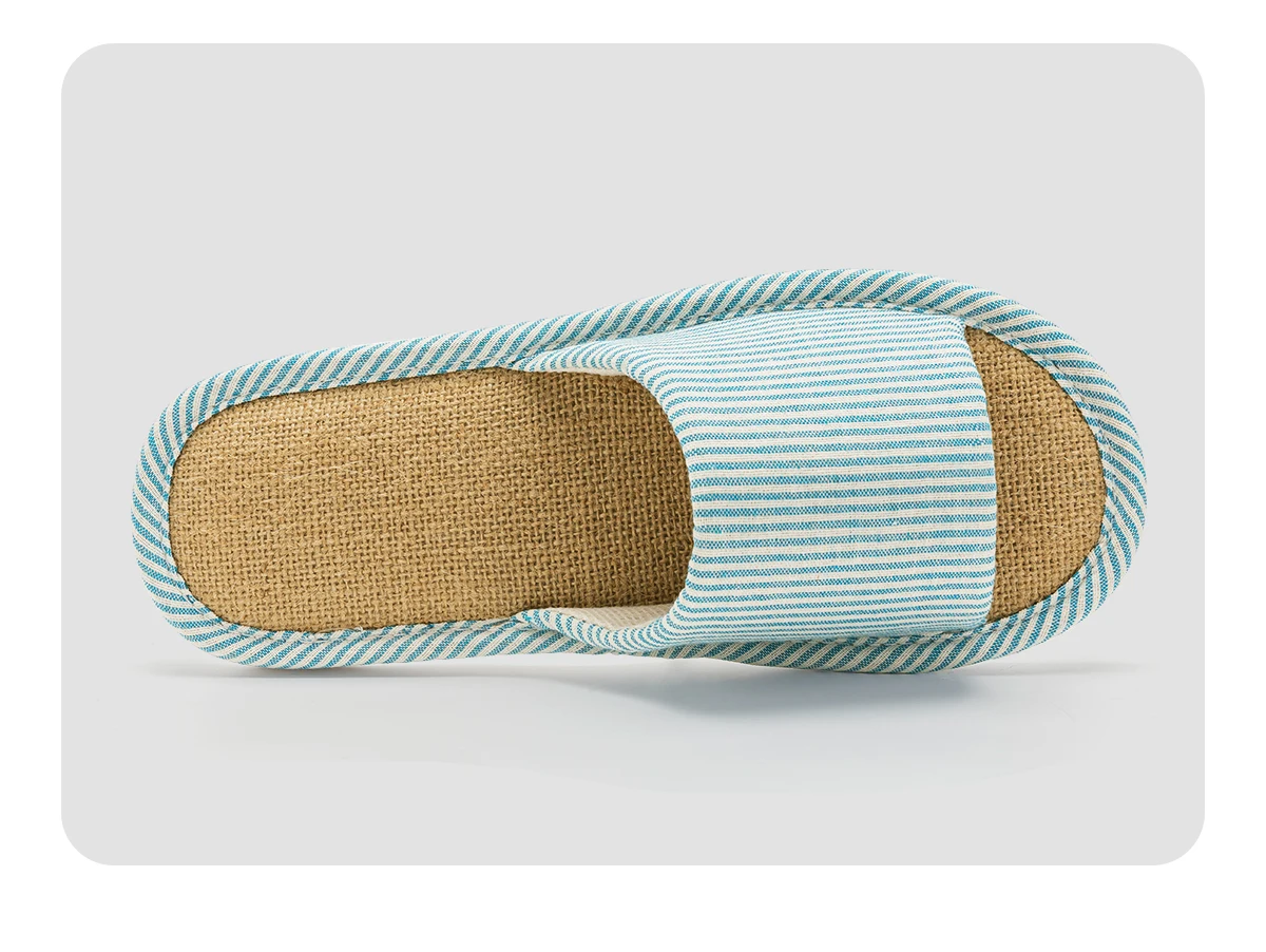 Leinen Damen Hausschuhe Sommer Flache Wohnzimmer Sandalen Leichte Bequeme Rutschfeste Rutschen Indoor Haus Herren Hausschuhe – Detail 6