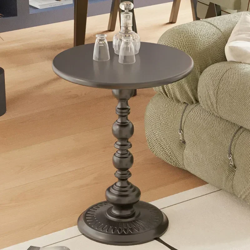 

American Retro Iron Art Round Tea Table Vintage Metal Coffee Table Household Furniture for Living Room Sofa Corner Side Table