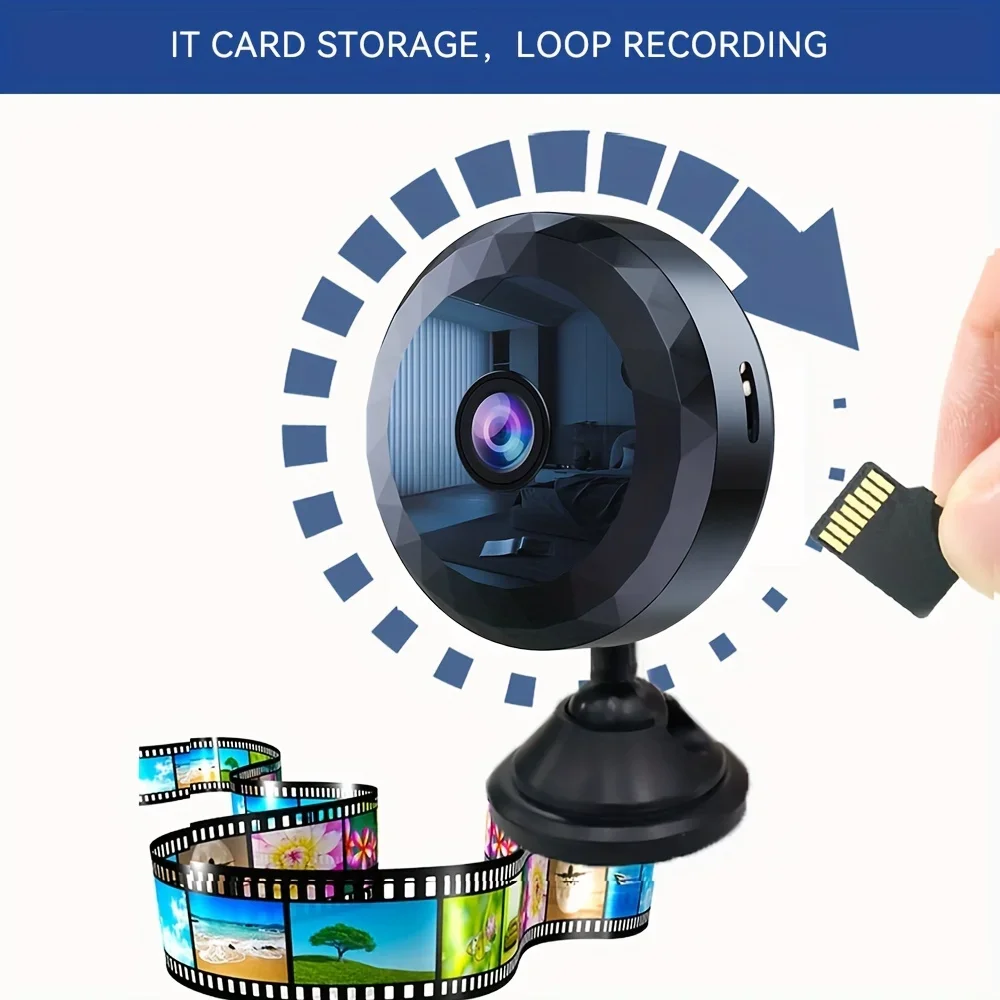 Mini WiFi Surveillance Camera, 2.4G Monitor Night Vision Motion Detection Camera, Family Security Camera, Wide-angle Detection