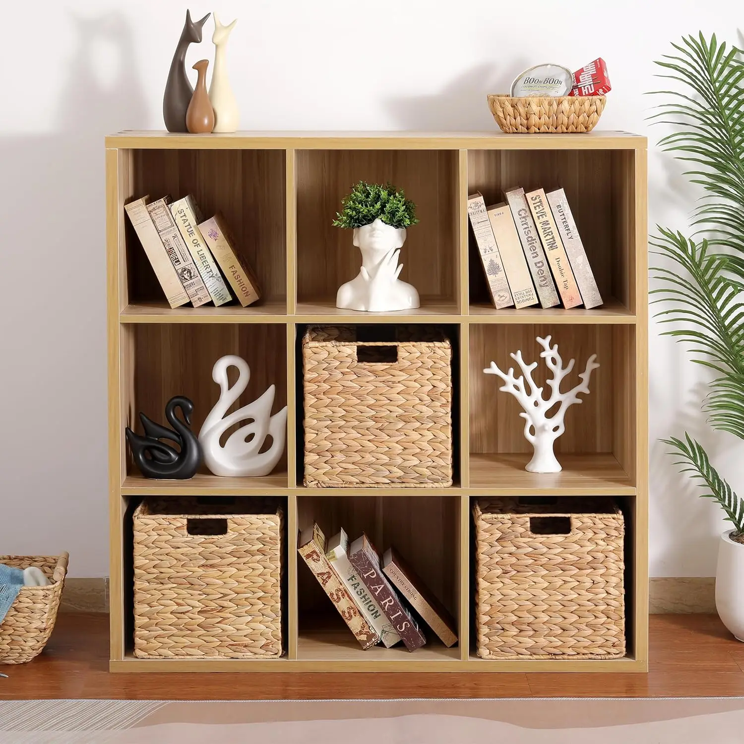 سلال تخزين صفير الماء مقاس 12 × 12 × 12 بوصة، سلال تخزين خوص للأرفف، سلال مربعة قابلة للطي لمجموعة IKEA Kallax o