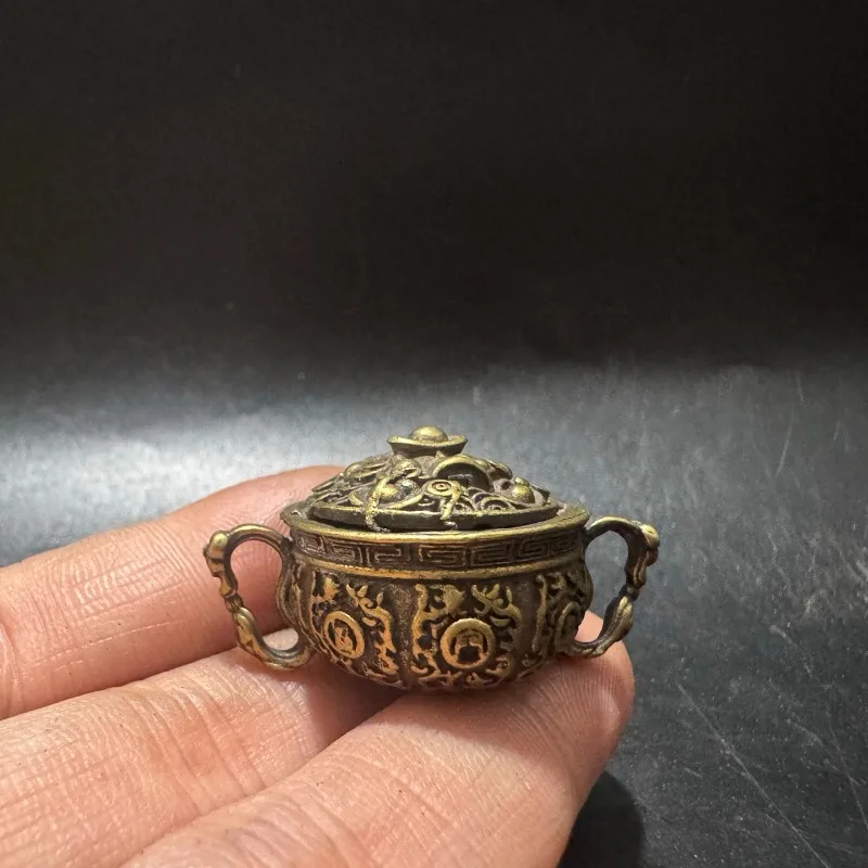 Ingot Cornucopia Small Ornament Brass Micro-engraved Treasure Basin Small Pendant