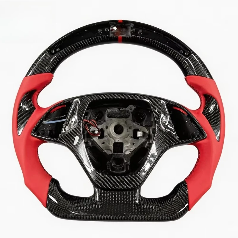 Sport Custom Carbon Fiber Perforated Leather Steering Wheel Fit Chevrolet Corvette C7 Auto Interior Mod Accessories