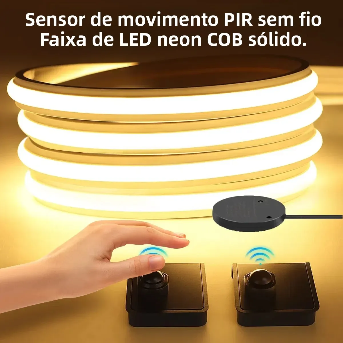 最新の24vソリッドcobネオンledストリップライト、ワイヤレスpirモーションセンサー付きスイッチ、純粋なシリコンゲルチューブ、防水、高輝度