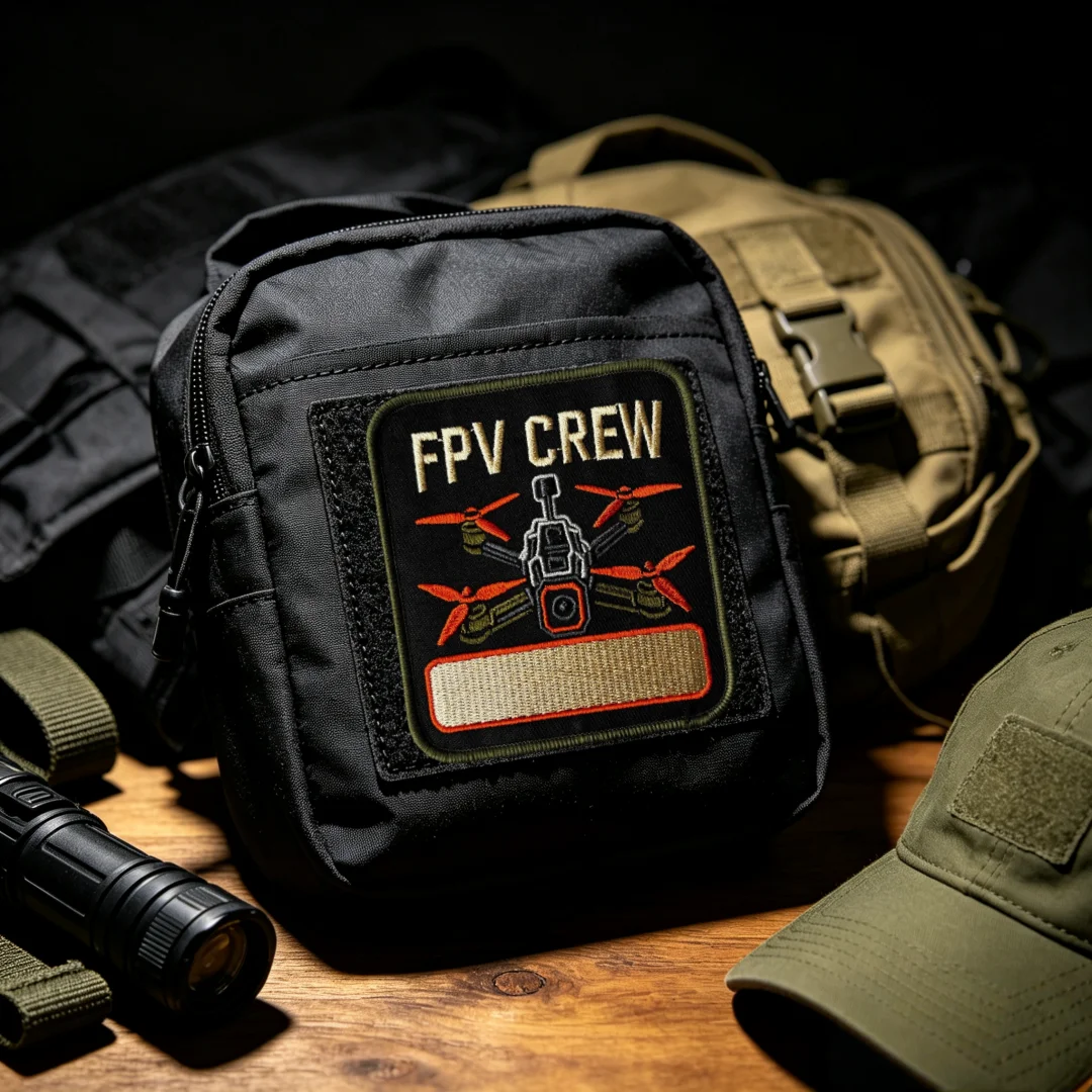 FPV Crew Drone Embroidery Patch Tactical Hook and Loop Badge Backpack Decoration Appliques Stickers Armband Patches for Clothing