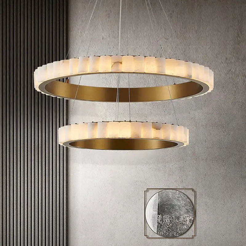 

Postmodern LED Marble Gold Black Round Designer Hanging Lamps Lustre Pendant Light Pendant Lamp Chandeliers for Dinning Room Bar