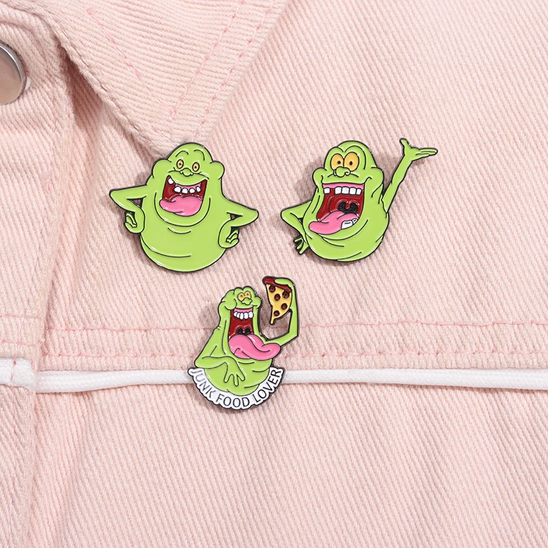 Spooky Green Monster Shape Metal Lapel Pins Clothes Bags Decorative Pins Brooches Bags Jewelry Gifts For Friends