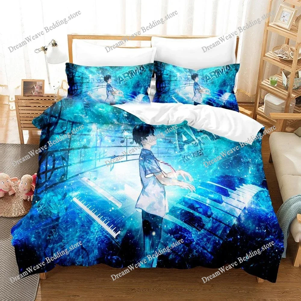

3D Anime Your Lie in April Bedding Set Kaori Miyazono Duvet Cover Bedroom Comforter Twin King _Size Quilt Cover Home Textiles