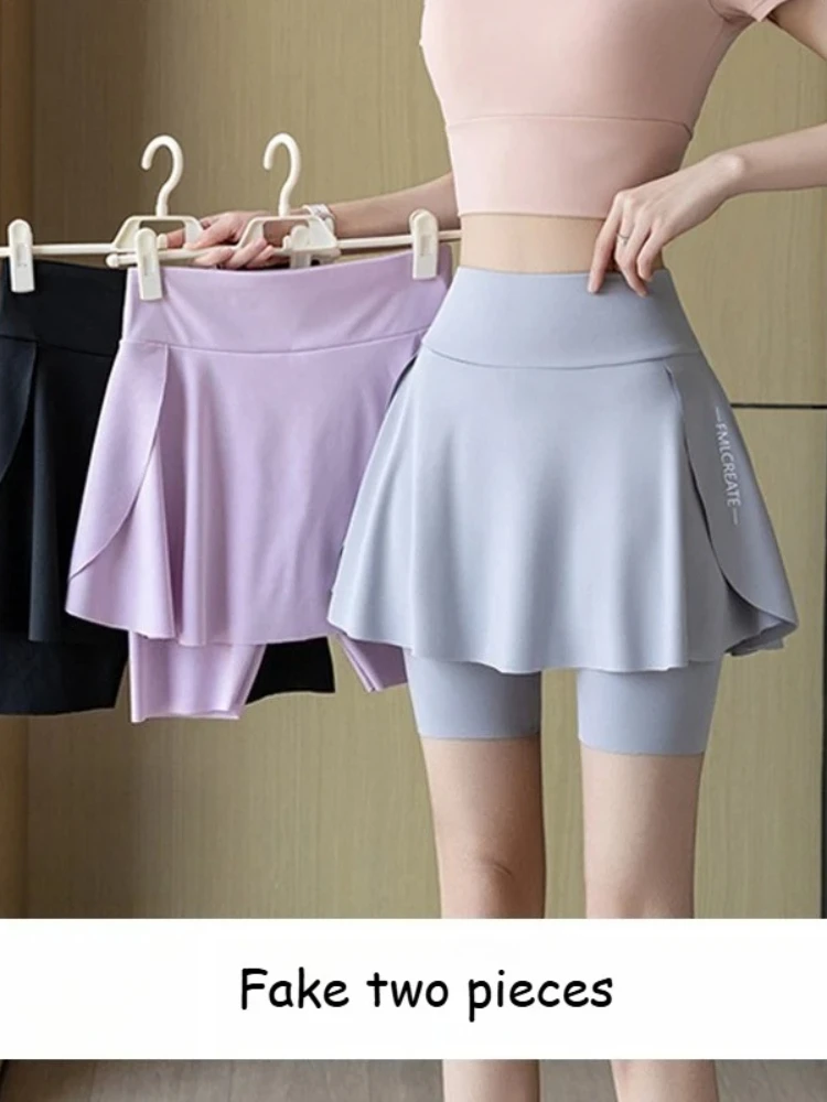 AliExpress NONE Women Two Layer Tennis Skort Built-in Anti-exposure Shorts with Pockets Lightweight Skirt for Tennis Running Yoga Daily Sports