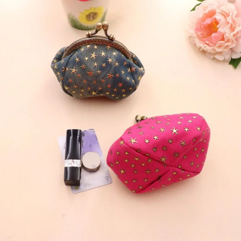 Denim Kleidung Münze Brieftasche fünfzackigen Stern kreative kleine Brieftasche Schlüssel Karte Tasche Retro handgemachte Damen halten kleine Tasche – Detail 9