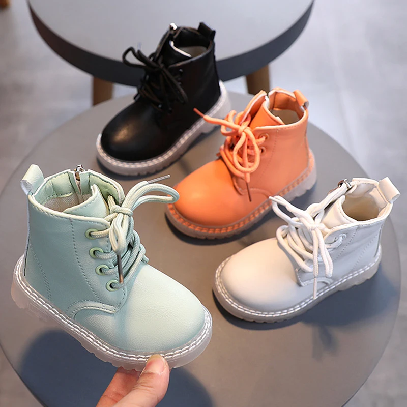 Kids Fashion Boots Boys Running Sneakers Zipper Solid Casual Ankle Boots Children Autumn No Slip Babys Girls Short Booties