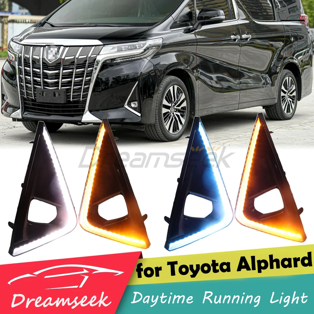 LED Daytime Running Light DRL for Toyota Alphard 2018-2020 Front Driving Fog Lamp with Dynamic Turn Signal Light 3Color / 2Color