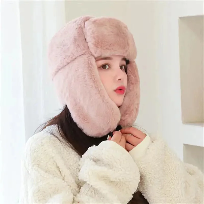 Korean Version Thickened Lei Feng Hat Ear Protection Warmth Outdoor Skiing Windproof Big Head Circumference Winter Head Cover