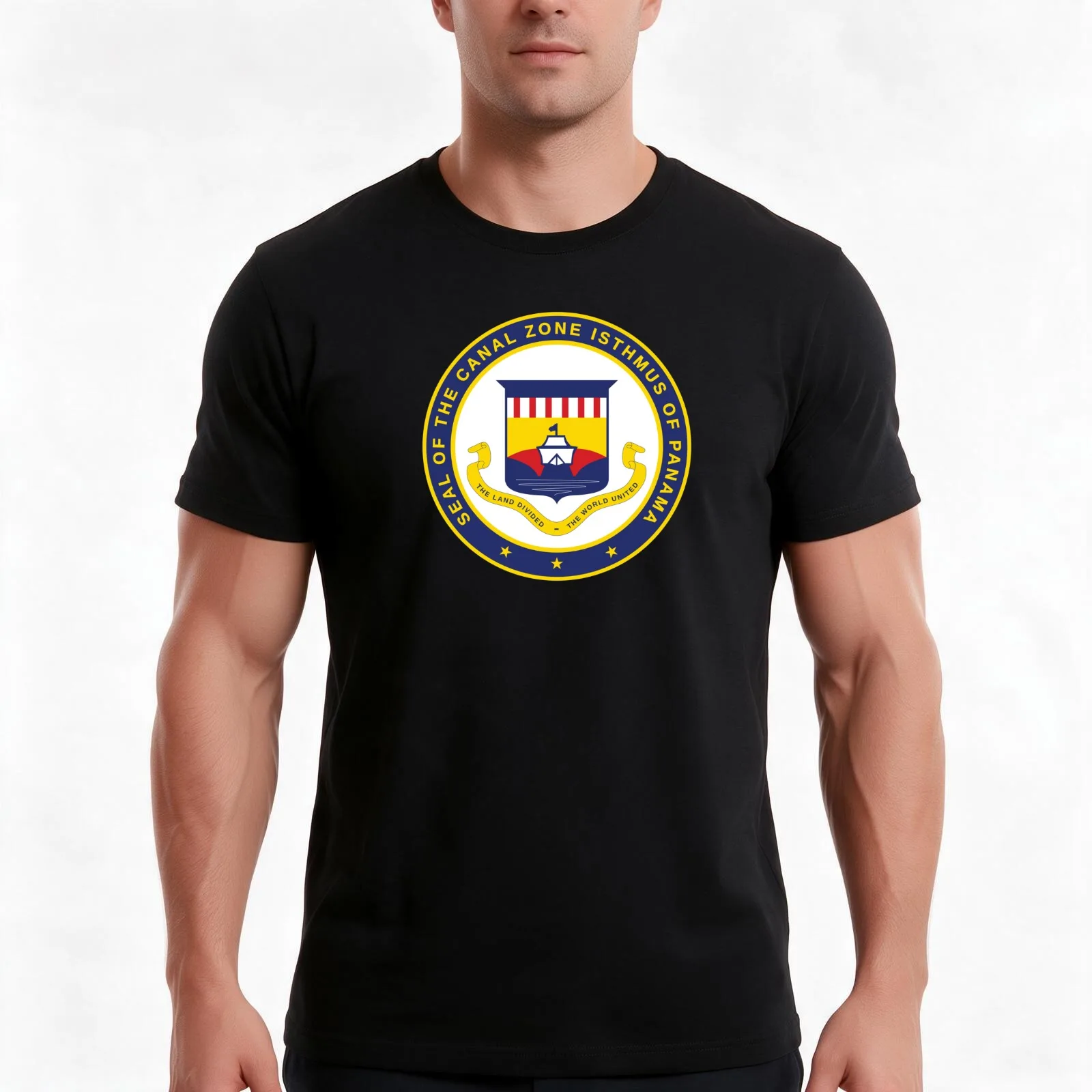 Seal of the Canal Zone Isthmus of Panama T-Shirt, Summer Casual Cotton Tee, Oversized Streetwear Tops, Vintage Graphic Print
