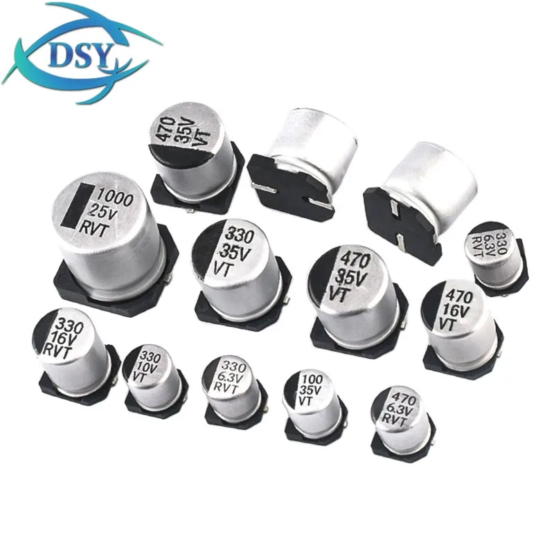 10PCS Aluminum Electrolytic Capacitor 6.3V 10V 16V 25V 35V 50V 63V SMD 1uF 2.2uF 3.3uF 4.7uF 10uF 22uF 47uF 100uF 220uF 330uF
