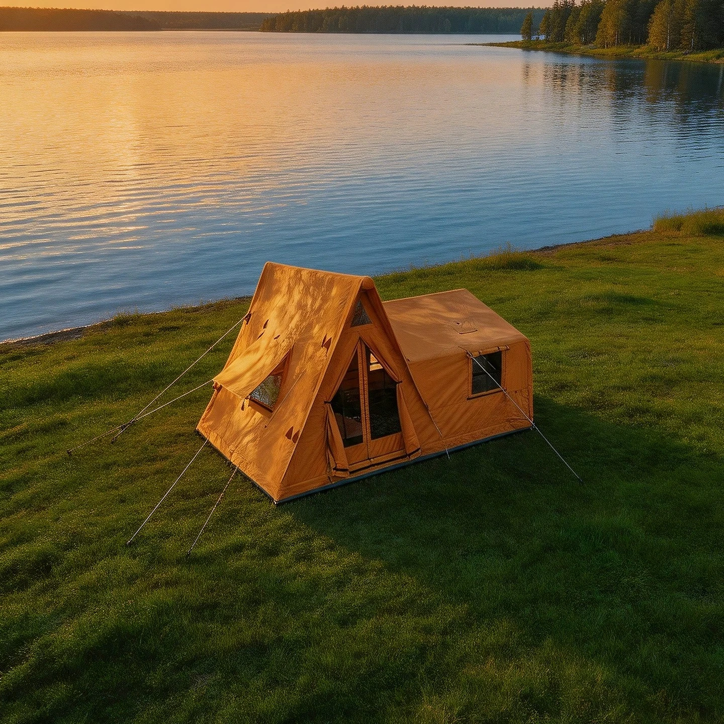 Technology cotton Yunye inflatable tent outdoor camping triangle shape windproof and rainproof camping equipment