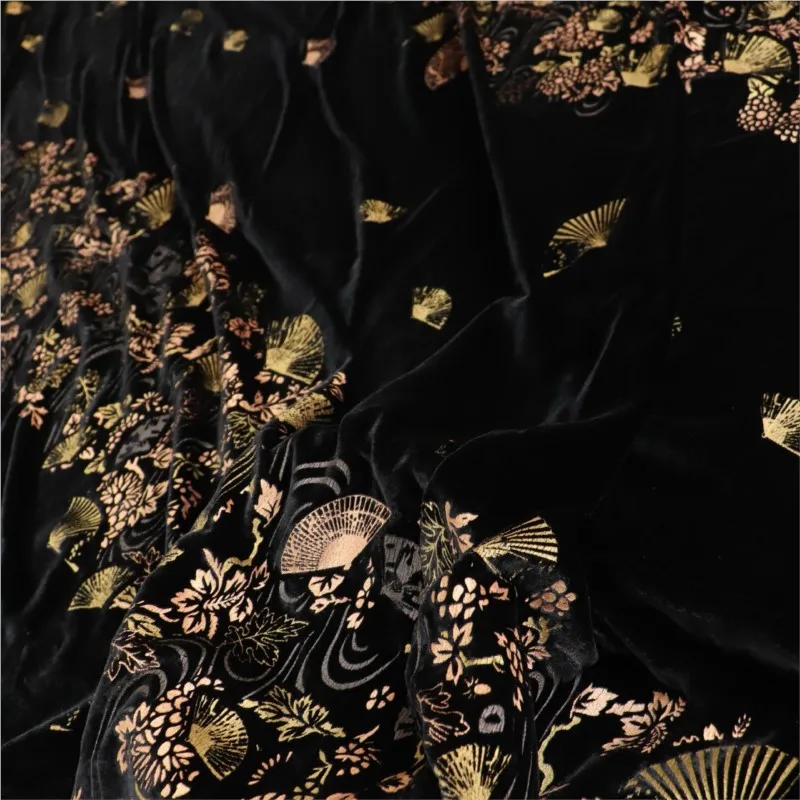 

Woven velvet with rotten flowers silk georgett gilded fabric nightgown and cheongsam