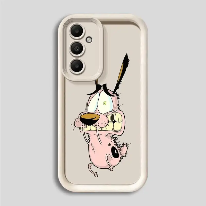 Courage The Cowardly-Dog Icon 3d Edges Phone Case for Samsung Galaxy A55 A54 A53 A15 A13 A14 A35 A25 A73 Ladder Silicone Funda