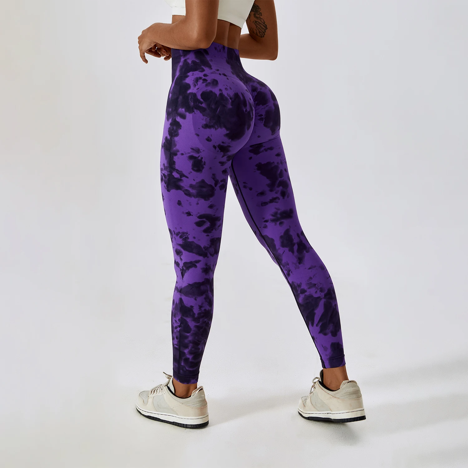 Legginsy Fitness Tie Dye, legginsy Scrunch, legginsy sportowe Push Up, strój ubrania do ćwiczeń, spodnie dresowe na siłownie kobiety, spodnie do jogi