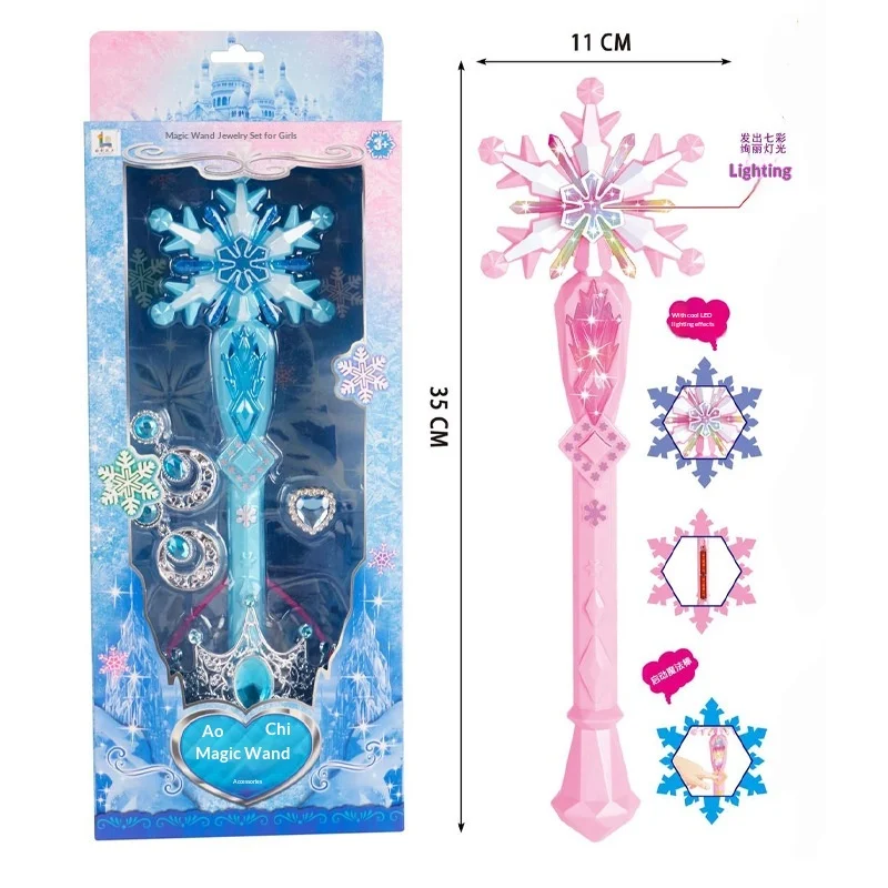 

Snowflake Magic Wand Light Up Glowing Fairy Wand Cosplay Accessory Holiday Party Sound Toy Gift Wholesale