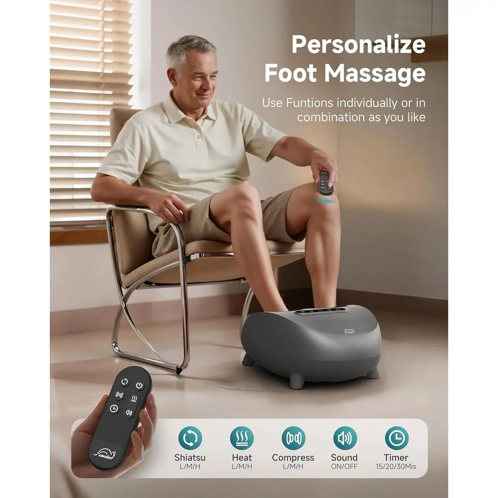 مدلك قدم شياتسو ساخن لتخفيف التبول العصبي، العجن العميق والتدحرج، جهاز التحكم عن بعد، يناسب المقاسات 1-14 #3