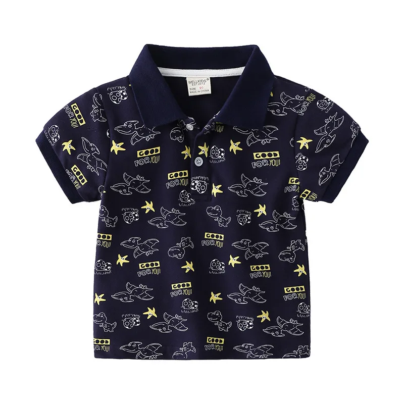 Cute Dinosaur Boys Polo Tshirt Soft Breathable Fabric Toddler Baby Tops Children Tee Shirts Kids Clothes Jersey Cotton