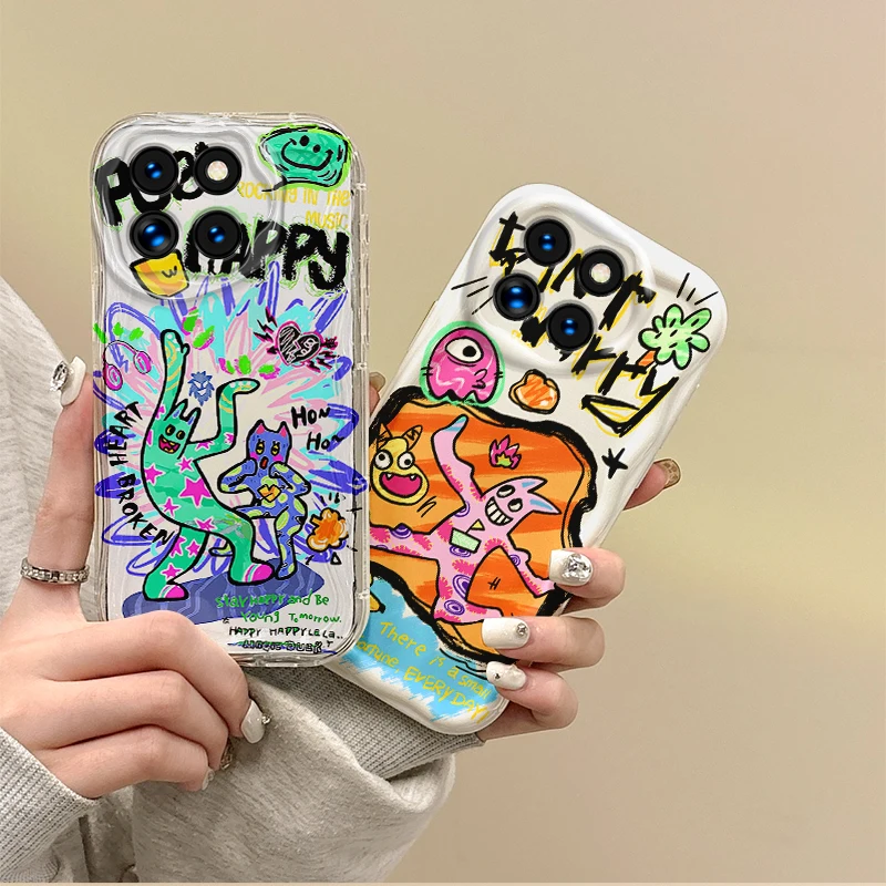 New Doodle Monster Phone Case For Xiaomi 15 Pro Case 14 13 12 T Pro 13 12 11 Lite Poco F6 F5 F4 F3 X6 X5 Pro TPU Dustproof Cover