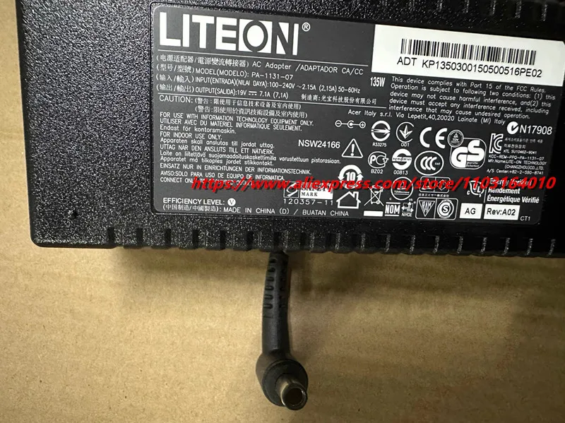 Genuine Liteon PA-1131-07 19V 7.1A 135W AC Adapter Charger 135W Laptop Power Supply 7.4*5.0mm