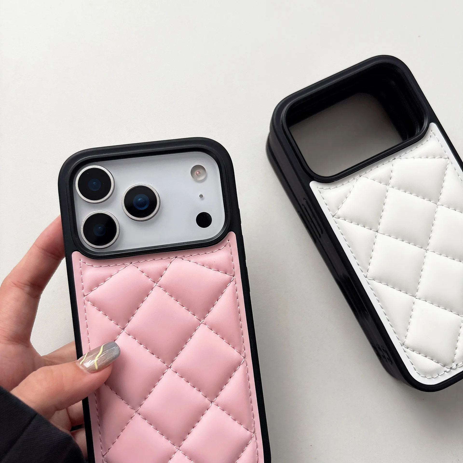 Apple iPhone 17 Pro Max Case Quilted Down Jacket Design Chanel Style Phone Cover for iPhone 16/15/14/13 Pro Max Slim Protective