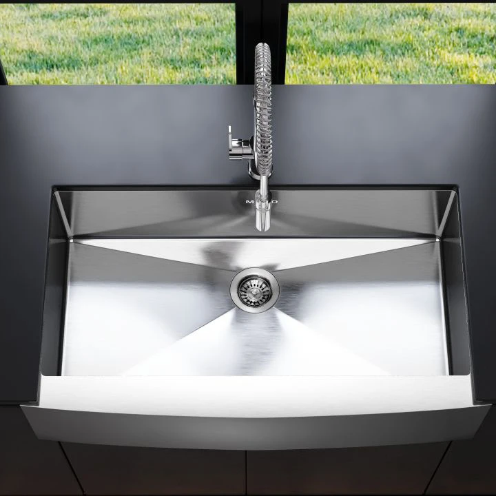 New Farmhouse - Style Single - Bowl Kitchen Sink, SUS304 Stainless Steel, Brushed Finish, Large Capacity for Home Use