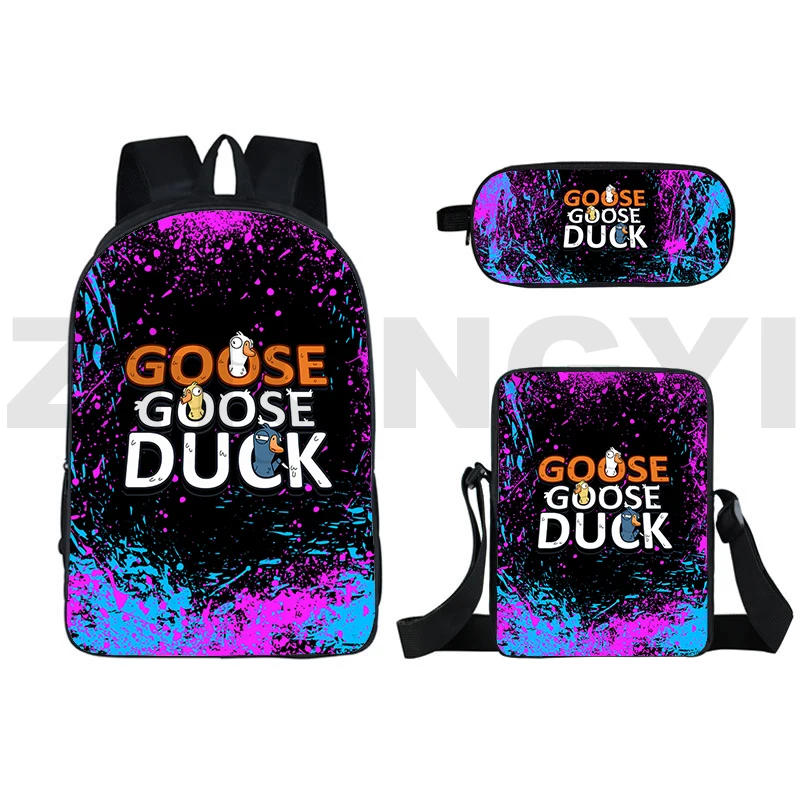 Game Goose Goose Duck 3D Backpacks Fashion Boys Waterproof Bookbag 3 Pcs/Set Large Capacity Nylon Shoulder Bags Travel Packbag