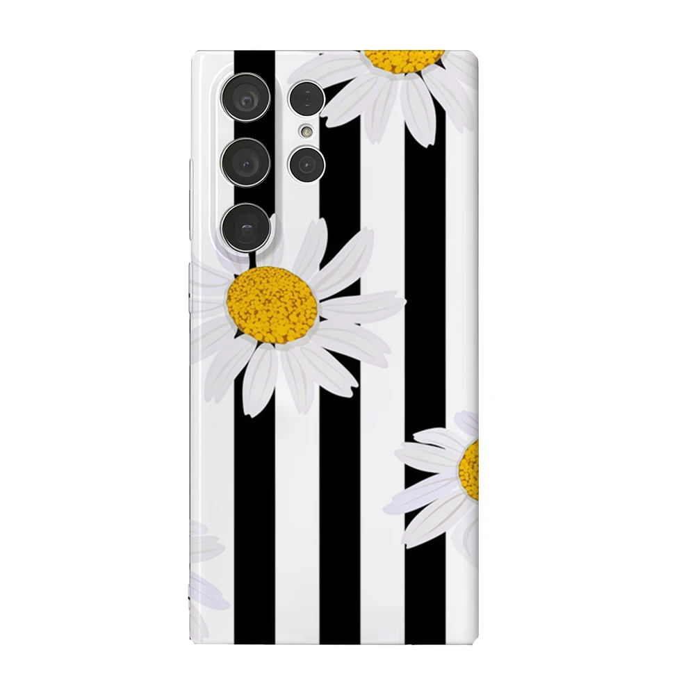 Daisy Stripes Handyhülle für Samsung Galaxy S25 S24 S23 Ultra Plus A35 A55 Glossy HD Hard Cover Film Shell