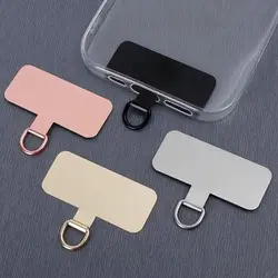 Funda de teléfono de Metal Universal, correa de Clip, cable colgante, lengüeta de aleación de aluminio, enchufe antipolvo perdido, Parche de pieza colgante de 0,3mm