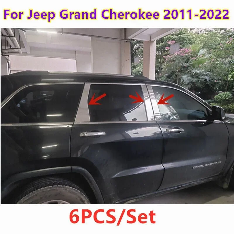 Stainless Window Center Post Pillar Cover Trim For Jeep Grand Cherokee 2011-2022