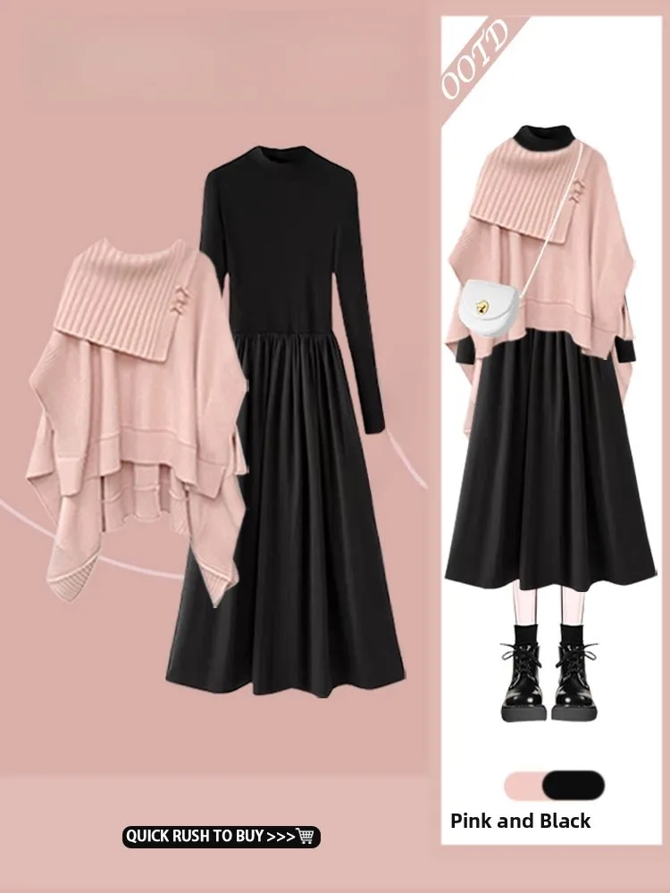 

Комплект: свитер больших размеров с асимметричным дизайном для ранней осени, стройнящий, эстетичный, премиум-класса, скрывающий недостатки фигуры