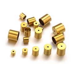 20pcs Stainless Steel Gold Plated Crimp End Caps Leather Rope Bracelet Necklace Findings DIY Jewelry Making Supplies Wholesale