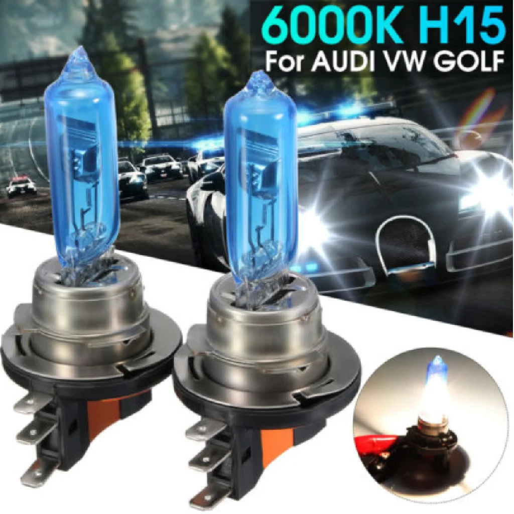 2x White H15 LED 6000k Bulbs for Audi for BMW Ford Golf Mk6 7 for Daytime Lights